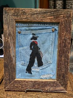 an altered picture of a person in jeans with a cowboy hat and boots on it