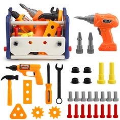 a toy tool box filled with tools and screwdrivers