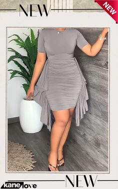 Grey Fashion Casual Solid Patchwork Fold O Neck Short Sleeve Dress Gray Knee-length Bodycon Dress For Party, Gray Short Sleeve Mini Dress For Party, Chic Gray Knee-length Dresses, Chic Gray Short Sleeve Dresses, Chic Gray Short Sleeve Mini Dress, Dress Item, Short Sleeve Dress, Product Name, Grey Fashion