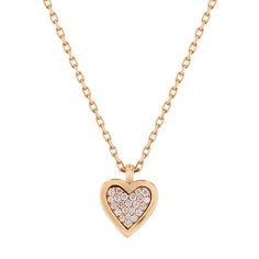 Rose gold Diamond Pave Heart Necklace Necklaces Curated by H Luxury Double Heart Necklace, Luxury Rose Gold Heart Necklace For Anniversary, Luxury Rose Gold Necklace For Valentine's Day, Luxury Rose Gold Heart Necklace, Rose Gold Heart Necklace With Adjustable Chain, Luxury Rose Gold Heart-shaped Jewelry, Rose Gold Diamond Heart Necklace With Charm, Luxury Heart-shaped Rose Gold Necklace, Pave Heart Necklace