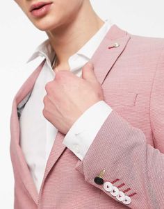 Suits by Twisted Tailor Suits you Peak lapels Single button fastening Pocket details Regular fit Pink Blazer With Suit Collar And Buttons, Tailored Pink Blazer With Buttons, Pink Blazer With Button Closure And Suit Collar, Pink Suits With Button Closure For Work, Pink Business Blazer With Button Closure, Elegant Pink Blazer With Welt Pockets, Tailored Pink Blazer, Pink Suit Collar Blazer For Office, Pink Blazer With Suit Collar For Office