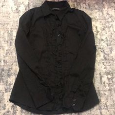 Cute Button Down From Zara! Never Worn Zara Formal Blouse With Buttons, Zara Black Blouse With Button Closure, Zara Black Top With Button Closure, Zara Black Button-up Blouse, Zara Black, Zara Tops, Button Down Shirts, Button Downs, Button Down Shirt