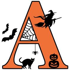 a letter with halloween decorations and bats on it