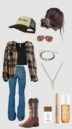 #country #countryfit #westernaesthetic Country Outfits For Work, Diy Country Outfits, Clothes To Wear To A Concert, Country Life Outfits, Outfit Ideas Country Girl, Dress And Country Boots Outfit, Slightly Country Outfits, County Outfit Ideas, Country Outfit Layout