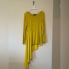 This Asymmetrical Blouse From Modx Is Sure To Turn Heads And Make A Statement! See Photos For Materials/Care. Spring Fitted Blouse With Asymmetrical Hem, Spring Stretch Blouse With Asymmetrical Hem, Spring Blouse With Asymmetrical Hem And Stretch, Chic Yellow Asymmetrical Top, Spring Yellow Tops With Asymmetrical Hem, Yellow Tops With Asymmetrical Hem For Spring, Fitted High-low Hem Tops For Fall, Asymmetrical Blouse, Walker Boots