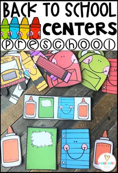 back to school centers for preschool and homeschool with the words back to school