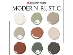 six different shades of paint with the words mid century modern