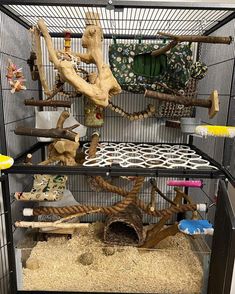 a cage filled with lots of different types of items