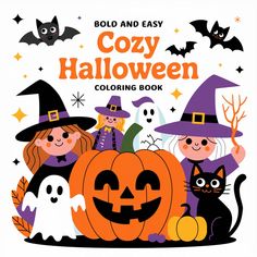 Easy Coloring Pages For Adults, Coloring Book Aesthetic, Kawaii Coloring Book, Aesthetic Coloring Pages, Cozy Halloween