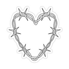 a heart shaped sticker with barbed wire in the shape of a heart on a white background