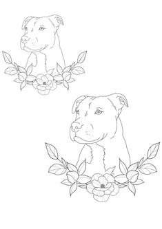 two dogs with flowers and leaves on their heads