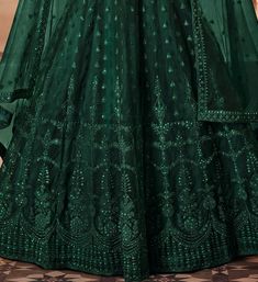 Sherwood Green Designer Embroidered Wedding Anarkali Suit-Saira's Boutique Embroidery Stones, Satin Dupatta, Wedding Anarkali, Resham Embroidery, Butterfly Net, Holiday Promotions, Embroidered Wedding, Anarkali Suit, Lace Border