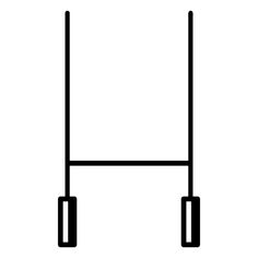 a black and white line drawing of a rectangular frame with two square bars on each side