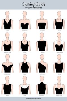 the different types of clothes for women in black and white, with text that says clothing guide