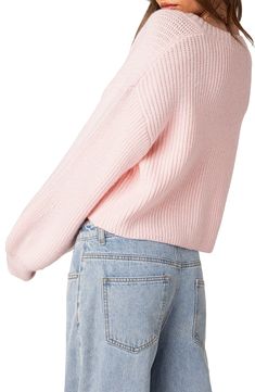 Chunky shaker stitching enhances the cozy vibes of a cropped cardigan framed by on-trend bishop sleeves. V-neck Long sleeves with ribbed cuffs 100% Acrilan acrylic Hand wash, dry flat Imported Crop Cardigan, Bishop Sleeve, Cozy Vibes, Knit Crop, Cropped Cardigan, Balloon Sleeves, Chunky Knit, Cardigans For Women, Light Pink