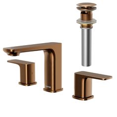 two faucets, one in gold and the other in silver