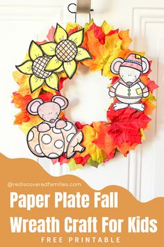 paper plate fall wreath craft for kids to make