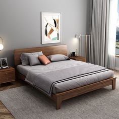 a bedroom with a large bed and two nightstands