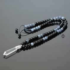 Mens Beaded Jewelry  Clear Quartz Jewelry  Reiki by BeadedStories Black Agate Crystal Necklace For Healing, Healing Black Agate Crystal Necklaces, Spiritual Obsidian Necklace With Gemstone, Spiritual Obsidian Gemstone Necklace, Black Gemstone Beaded Necklace For Meditation, Black Gemstone Beaded Necklace, Spiritual Onyx Beaded Necklace With Gemstones, Obsidian 8mm Beads Jewelry For Meditation, Obsidian Beads Jewelry For Meditation