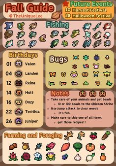 an info sheet with different types of items for the fall and halloween festival, including pumpkins