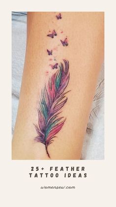 Feather Tattoo Watercolor Feather Tattoo, Freedom Tattoos, Cool Wrist Tattoos, Ribbon Tattoos, Watercolor Feather