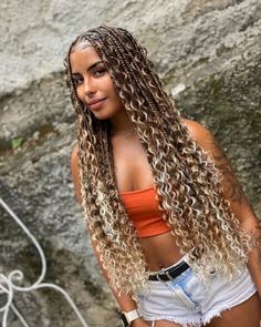 Brads Hair, Box Braids With Curly Hair, Curly Braids Hairstyles, Braids For Curly Hair, Hair Braids Styles, Goddess Box Braids Crochet Hair, Box Braids Crochet, Goddess Box Braids, Beach Braids