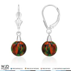 Main Stone Shape: Round Main Stone Creation: Man-Made Fastening: Leverback Crafted in: Italy Main Stone Color: Black Main Stone: Fire Opals Metal: White Gold Base Metal: White Gold, 14k Misc Style: Drop/Dangle Metal Purity: 14K Brand: WJD Exclusives Body Area: Ear Product Category: Earrings Occasion: Any Size: one size.  Color: Metal Type.  Gender: unisex.  Age Group: adult.  Pattern: solid. Black Fire Opal, Fire Opals, Black Fire, Leverback Earrings, Base Metal, Fire Opal, Types Of Metal, Stone Color, Age Group