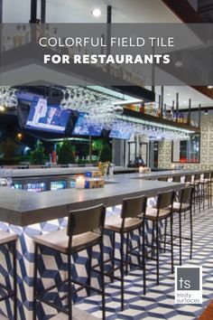 colorful field tile for restaurants with text overlay that reads, colorful field tile for restaurants