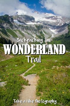 a trail with the words backpacking the wonderland trail above it