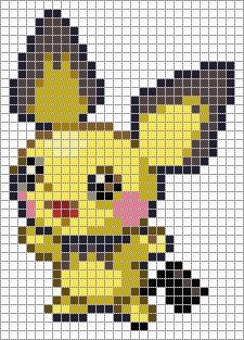 a cross stitch pattern of a pikachu