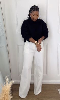 White Tailored Pants Outfit, Work Outfits Black Women, Tailored Pants Outfit, Outfits Black Women, Lover Aesthetic, Wardrobe Makeover, Black White Outfit, Style Lookbook