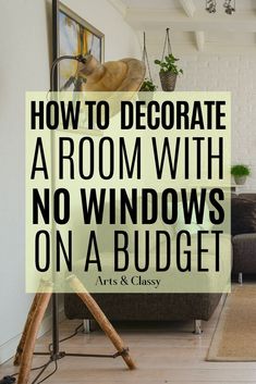 a living room with no windows on a budget is featured in the article how to decorate a room with no windows on a budget