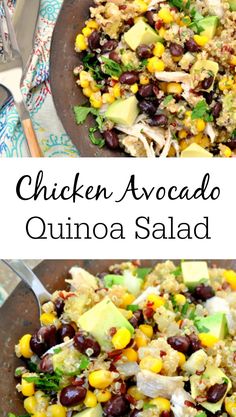 chicken avocado quinoa salad with black beans and corn