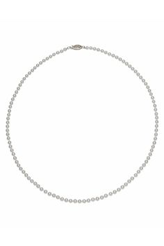 BAGGINS JEWELRYFINE JEWELNECKLACE O WHITE GOLD Akoya Pearl Necklace - 4mm - White Gold White Gold Pearl Necklace With Round Beads Pendant, Classic White Gold Diamond Necklace With Pearl Chain, Classic Diamond Necklace With Pearl Chain For Formal Events, Single Strand Akoya Pearl Necklace In White Gold, White Gold Akoya Pearl Single Strand Necklace, White Gold Single Strand Akoya Pearl Necklace, Classic White Diamond Necklace With Pearl Chain, Formal White Gold Pearl Necklace With Sterling Silver Clasp, Classic Akoya Pearl Necklace In White Gold