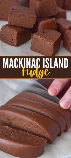 this is an image of chocolate fudges made with mackinnag island fudge