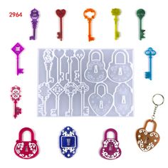 key shaped magnets with different colors and shapes