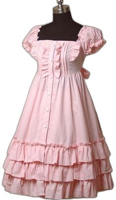 Pink Puff Short Sleeves Ruffle Lolita Dress