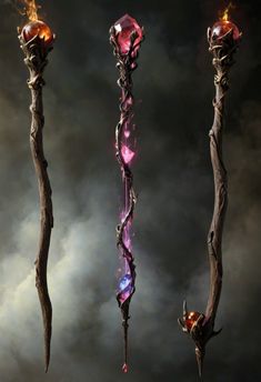 the artwork for an upcoming video game is shown in three different poses, including two poles and