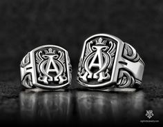 NightRider Jewelry "Archetype" Alpha Omega Rings in Sterling Silver | Medium and Large http://nightriderjewelry.com/store/rings/archetype.html Mens Accessories Bracelet, Mens Jewerly, Alpha Omega, Biker Jewelry, Jewelry Men, Casual Jewelry, Fashion Ring, Skull Ring, Men's Rings