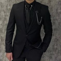 Full Black Suit For Men, Mens Blazer Wedding Outfit, Blazer Suit For Men Wedding, Men's Formal Suit, Black Mens Wedding Suits, Wedding Costume Men Black, Full Black Tuxedo For Men, Men In All Black Suits, All White Wedding Suit