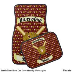 two oven mitts with the words riverview on them and an image of a woman holding a tennis racket