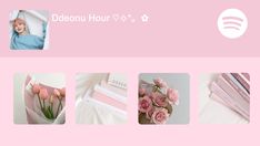 a pink website page with photos and flowers on it