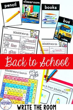 back to school printable worksheets with pencils and books in the background