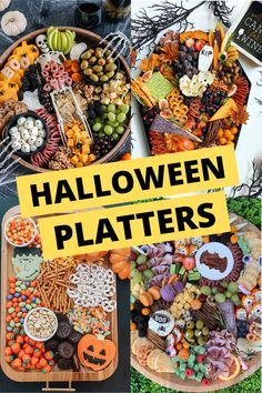 halloween platters are arranged on top of each other