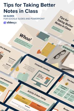 Tips for Taking Better Notes in Class Aesthetic Ppt, Craft Notebook, Notebook Template, Computer Mockup, Class Presentation, Sticker Scrapbook, Notebook Templates, Education Templates, Power Point Template