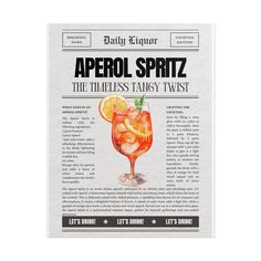 an advertisement for aperol spritz, the thief's tasty twist