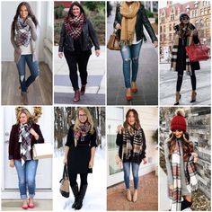 Blazer And Scarf Outfit Winter, Large Scarf Outfit Winter, Scarf Looks Winter, Winter Scarves Outfits, How To Style A Scarf Winter, How To Wear A Scarf In Winter, Plaid Scarf Outfit Winter, How To Wear Scarf, How To Style A Scarf