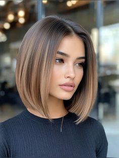 Short Low Light Hair, Brown Hair With Caramel Lowlights, Lowlights Hair Color, Dark Brown Hair With Caramel, Caramel Lowlights, Lowlights Hair, Blonde Styles, Graduated Bob Haircuts, Graduated Bob