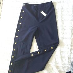 Brand New Never Worn Fits Size 6 Navy Wide Leg Pants, Couture Pants, Romeo And Juliet, Gold Buttons, Leg Pants, Wide Leg Pants, Pant Jumpsuit, Wide Leg, Pants For Women