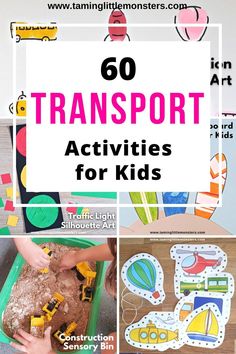 the words transport activities for kids are shown